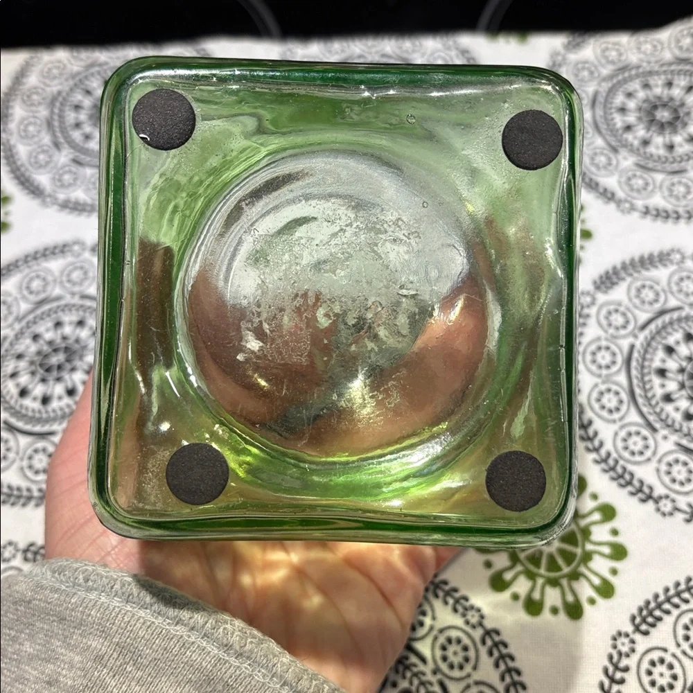 Green Glass  Jar with Metal Lid Size Small